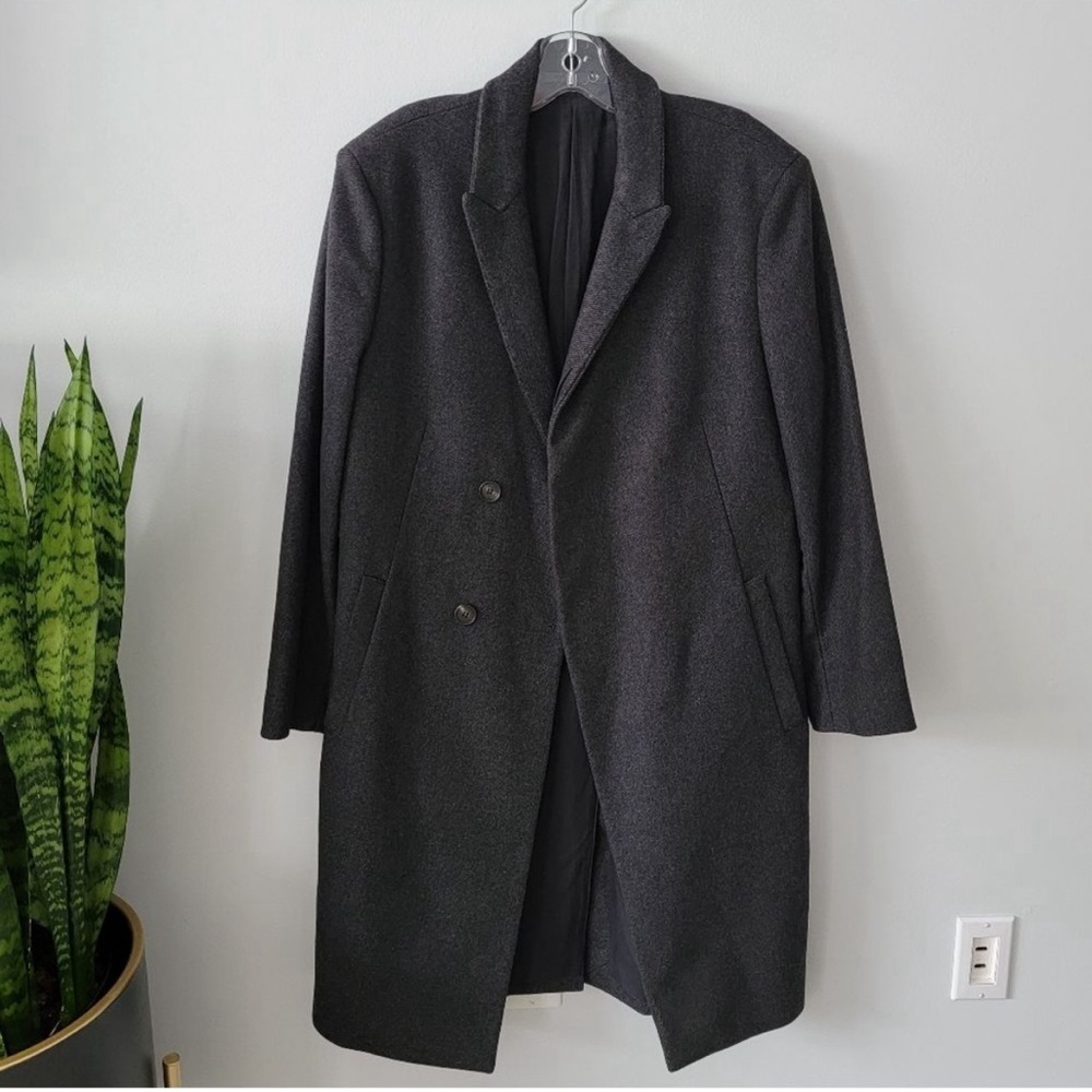 Men's Charcoal Overcoat Jacket - Unbranded